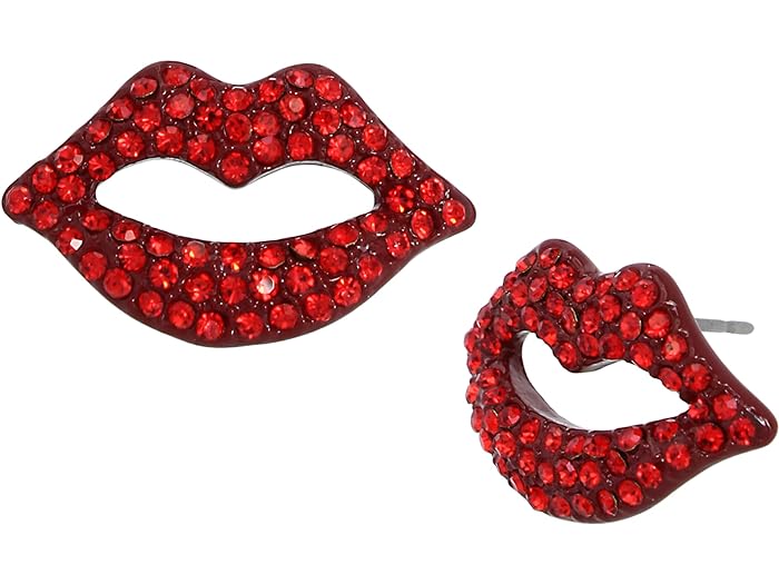 (取寄) ベッツィジョンソン レディース パヴェ リップス スタッズ イヤリングス Betsey Johnson women Betsey Johnson Pave Lips Stud Earrings Red/Gold