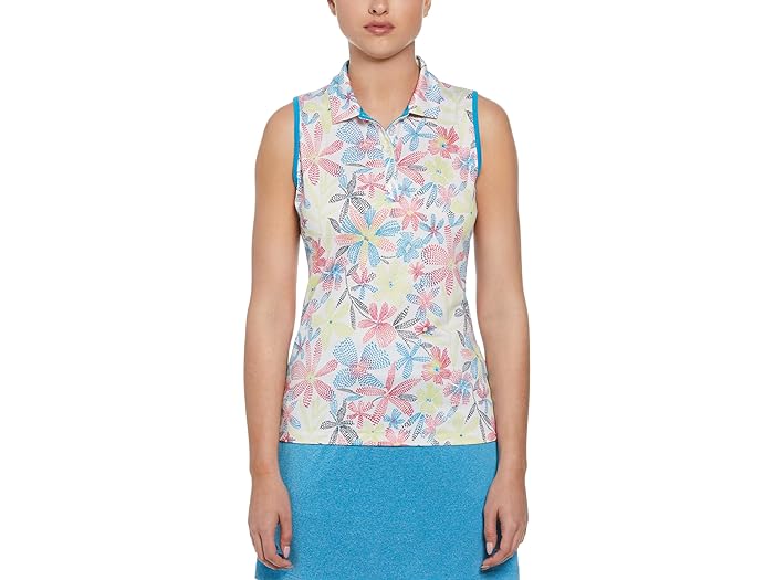 () LEFC fB[X VFu t[ X[uX | Callaway women Callaway Chevron Floral Sleeveless Polo Brilliant White