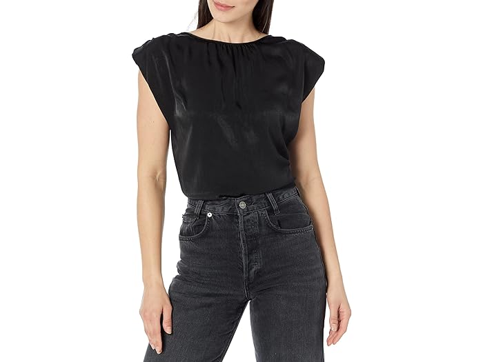 (取寄) ダナキャランニューヨーク レディース スリーブレス ショルダー パッド サテン シェル トップ DKNY women DKNY Sleeveless Shoulder Pad Satin Shell Top Black