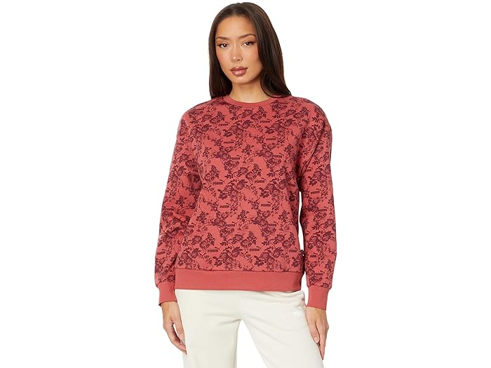 (取寄) プーマ レディース エッセンシャルズ フローラル バイブス オール オーバー プリント クルー スウェットシャツ PUMA women PUMA Essentials Floral Vibes All Over Print Crew Sweatshirt Astro Red
