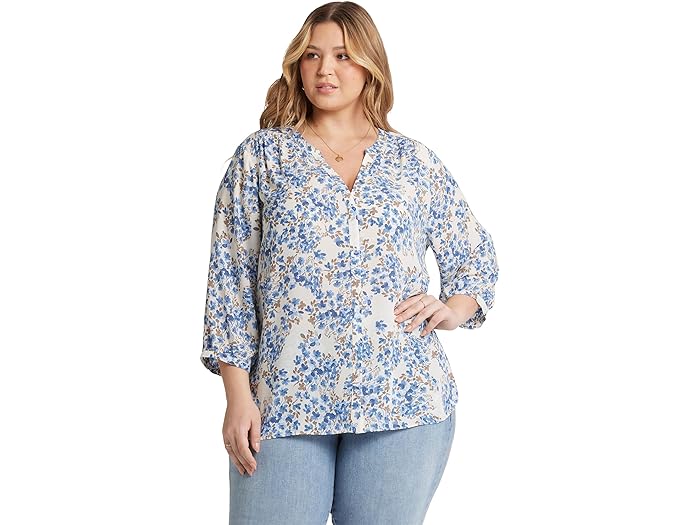 (取寄) エヌワイディージェイ レディース ピンタック ブラウザ NYDJ women NYDJ Pintuck Blouse Blue Dahlia