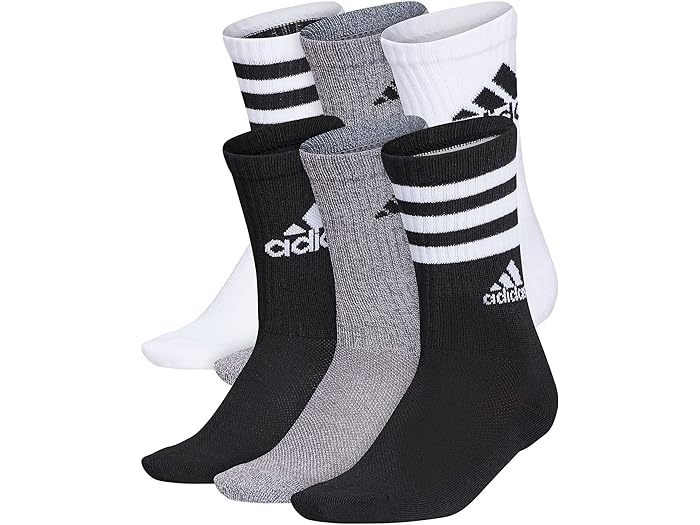 (取寄) アディダス キッズ ボーイズ クッション ミックスド クルー 6-パック (リトル キッド/ビッグ キッズ/アダルト) adidas Kids boys adidas Kids Cushioned Mixed Crew 6-Pack (Little Kid/Big Kid/Adult) White/Onix Grey/Black