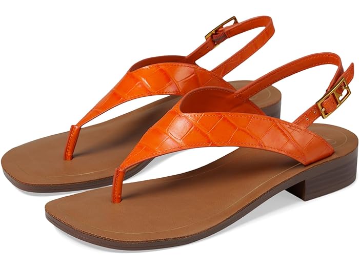 (取寄) フランコ サルト レディース アイリス アンクル ストラップ トング サンダル Franco Sarto women Franco Sarto Iris Ankle Strap Thong Sandals Orange Croc Print Leather