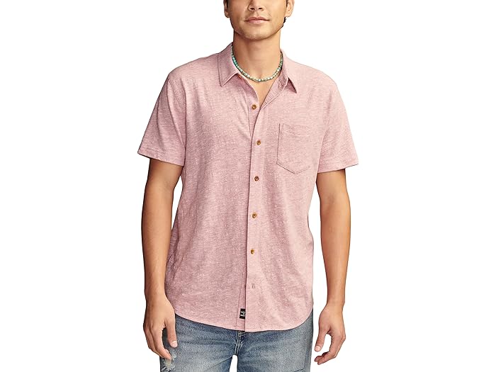 (取寄) ラッキーブランド メンズ リネン ショート スリーブ ボタン アップ シャツ Lucky Brand men Linen Short Sleeve Button Up Shirt Red Violet
