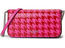 (取寄) ケイトスペード レディース デビン ハウンドトゥース エンボス サフィーノ レザー フラップ チェイン ウォレット Kate Spade New York women Devin Houndstooth Embossed Saffiano Leather Flap Chain Wallet Pink Multi