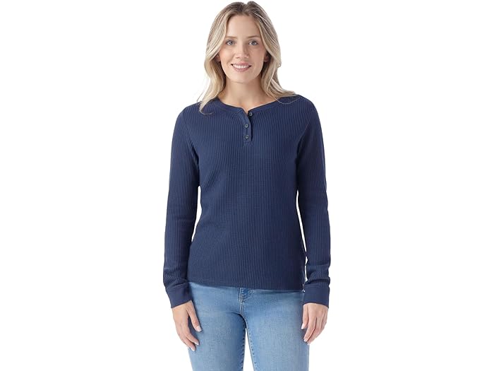 (取寄) スマートウール レディース ワッフル ロング スリーブ ヘンリー Smartwool women Waffle Long Sleeve Henley Deep Navy