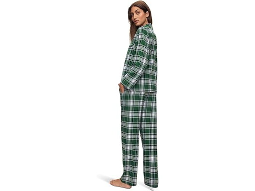 (取寄) エバージェイ レディース フランネル ロング Pj セット Eberjey women Flannel Long PJ Set Tartan Plaid Forest Green