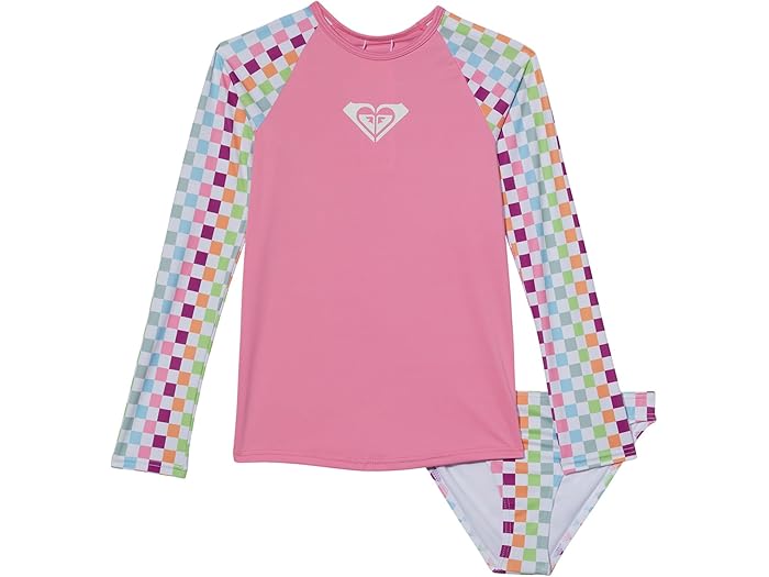 (取寄) ロキシー キッズ ガールズ レインボー チェック ロング スリーブ ラッシュガード セット (トドラー/リトル キッズ/ビッグ キッズ) Roxy Kids girls Roxy Kids Rainbow Check Long Sleeve Rashguard Set (Toddler/Little Kids/Big Kids) Bright White Check