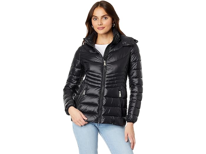 (取寄) ダナキャランニューヨーク レディース ショート フーデット パッカブル ジャケット DKNY women DKNY Short Hooded Packable Jacket Black