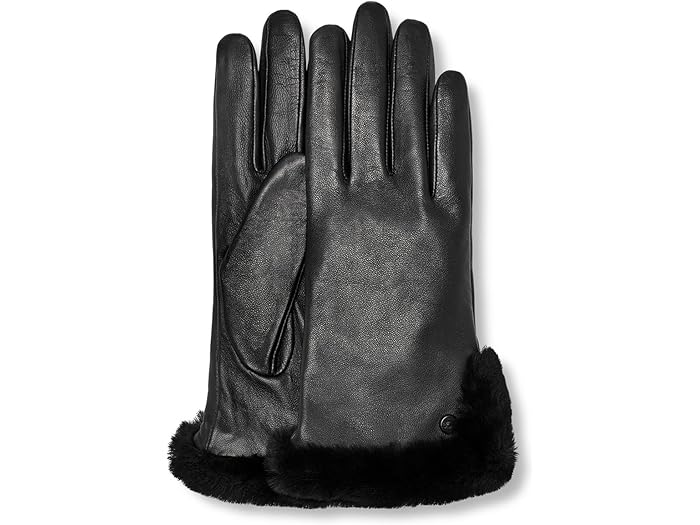 (取寄) アグ レディース レザー シープスキン ベント グローブ ウィズ コンダクティブ テック パーム UGG women Leather Sheepskin Vent Gloves with Conductive Tech Palm Black