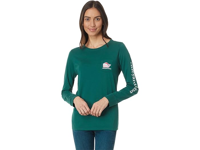 (取寄) ヴィンヤードヴァインズ レディース ロング スリーブ ポケット ティー Vineyard Vines women Long Sleeve Pocket Tee Charleston Green
