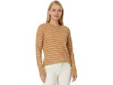 (取寄) エルエルビーン レディース アンシュリンカブル ティー ロング スリーブ クルー ネック ストライプ L.L.Bean women Unshrinkable Mini-Waffle Tee Long Sleeve Crew Neck Stripe Honey Brown Painterly Stripe(4)