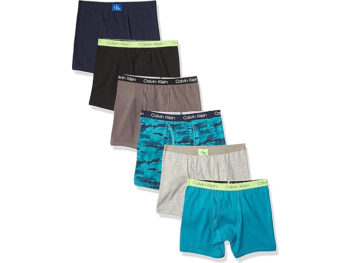 (取寄) カルバンクライン ボーイズ ボーイズ アンダーウェア コットン ボクサー ブリーフ 6 パック Calvin Klein boys Boys Underwear Cotton Boxer Briefs, 6 Pack Castlerock Grey/Moon Blue/Black Iris/Camo/Heather Grey/ Black