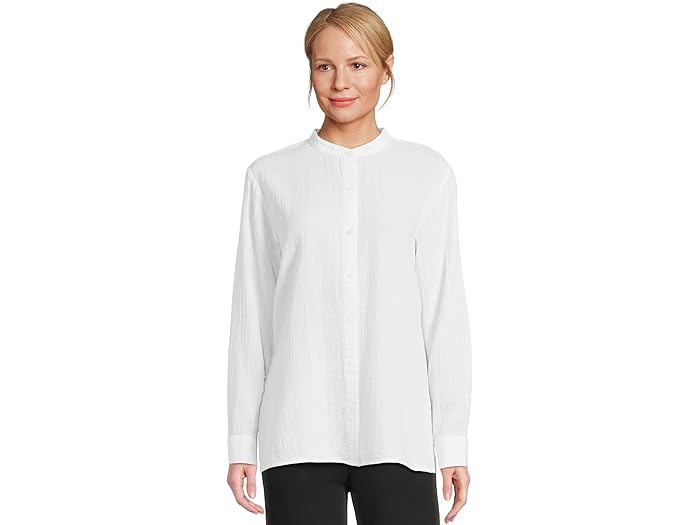 (取寄) アイリーン フィッシャー レディース マンダリン カラー シャツ Eileen Fisher women Mandarin Collar Shirt White 1