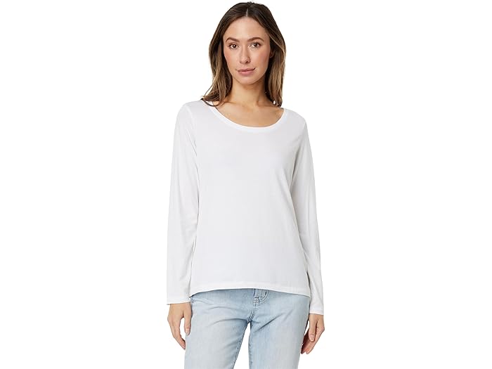 (取寄) エルエルビーン レディース ピティート ソフト ストレッチ スーピマ ティー スクープ ネック ロング スリーブ L.L.Bean women Petite Soft Stretch Supima Tee Scoop Neck Long Sleeve White