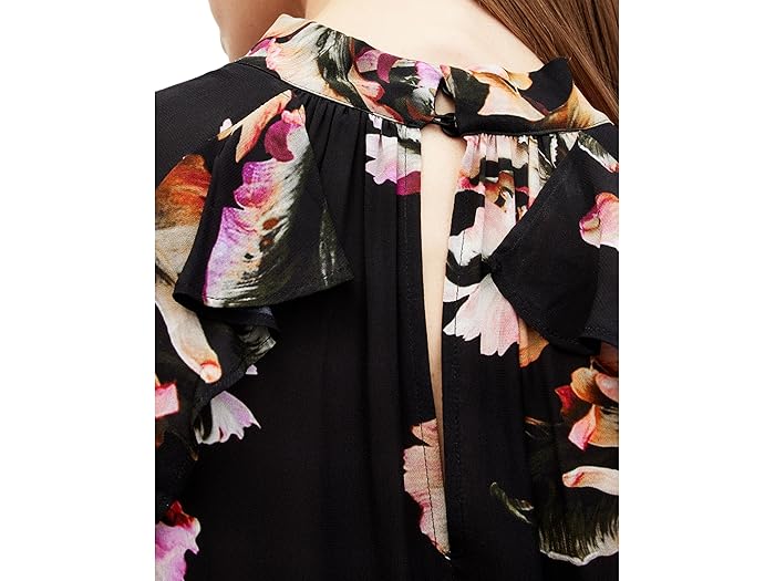 ワンピース レディース ベージュ 綿 花柄 ミドル丈 ラウンドネック ブルオーバー aラインスカート コットン きれいめ