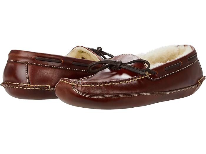 (取寄) エルエルビーン メンズ レザー ダブル-ソール スリッパ シアリング ライン L.L.Bean men Leather Double-Sole Slippers Shearling Lined Brown