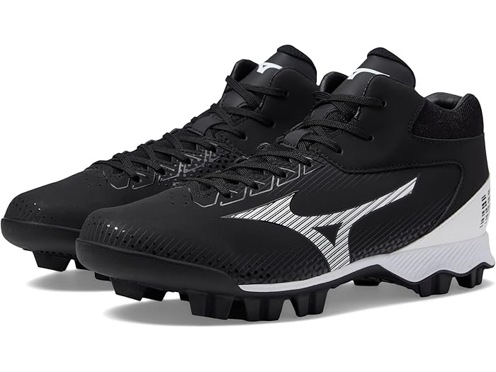 (取寄) ミズノ メンズ ウェーブ ライトレボ ミッド ベースボール クリーツ Mizuno men Wave Lightrevo Mid Baseball Cleats Black/White