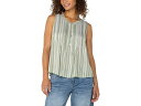 (取寄) リバプールロサンゼルス レディース スリーブレス ポップオーバー ボタン フロント ウーブン Liverpool Los Angeles women Sleeveless Popover Button Front Woven Green White Variegated Stripe(4)