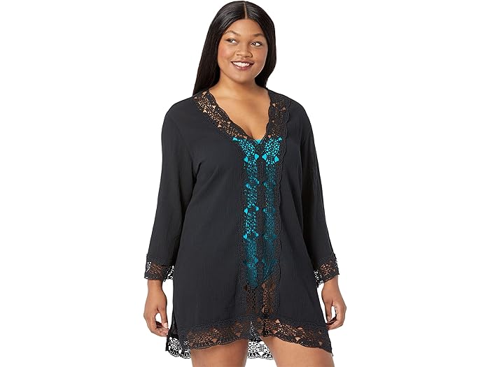 (取寄) ラ ブランカ レディース アイランド フェア V-ネック チュニック カバー-アップ La Blanca women Island Fare V-Neck Tunic Cover-Up Black