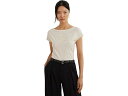 (取寄) ローレン ラルフローレン レディース エンブロイダー ジャージ ティー Lauren Ralph Lauren women Embroidered Jersey Tee Mascarpone Cream(4)