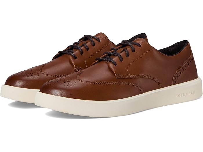 (取寄) コールハーン メンズ グランド クロスコート デイリー ウイング ティップ スニーカー Cole Haan men Grand Crosscourt Daily Wing Tip Sneakers British Tan/Dark Chocolate/Ivory