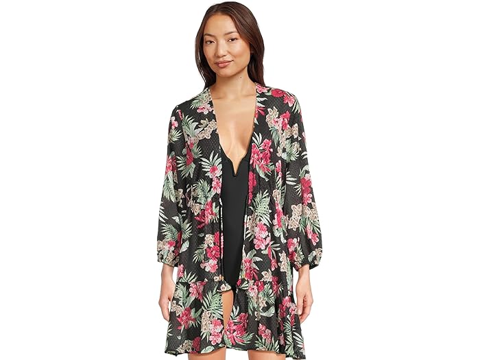 (取寄) トミーバハマ レディース リリー キャット オープン フロント チュニック Tommy Bahama women Lily Cat Open Front Tunic Black