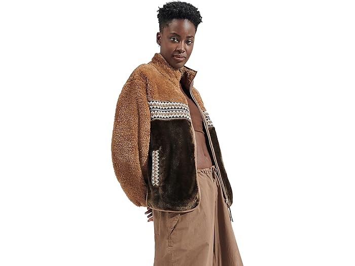 (取寄) アグ レディース マリーン シェルパ ジャケット H ブレイド UGG women Marlene Sherpa Jacket H Braid Chestnut Heritage Braid Iiのサムネイル