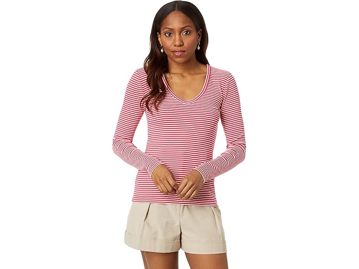 () ˥å ǥ ȥ饤ץ  ˥å V ͥå ƥ NIC+ZOE women Striped Rib Kni...
