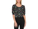 (取寄) シーシー レディース クルー ネック ショート スリーブ トップ CeCe women Crew Neck Short Sleeve Top Rich Black(4)