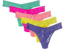 (取寄) ハンキー パンキー レディース シグニチャー レース オリジナル ライズ トング 5-パック Hanky Panky women Signature Lace Original Rise Thong 5-Pack Fiesta Pink/Neon Coral/Sunshine Yellow/Agave Green/African Viole(4)