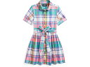 (取寄) ラルフローレン キッズ ガールズ プレイド コットン マドラス シャツドレス (トドラー/リトル キッド) Polo Ralph Lauren Kids girls Plaid Cotton Madras Shirtdress (Toddler/Little Kid) Pink Turquoise Multi(4)