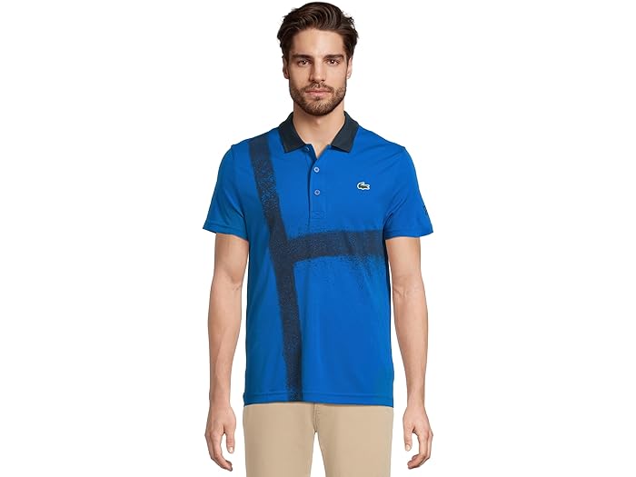 (取寄) ラコステ メンズ レギュラー フィット ノバク ファン バージョン ポロ Lacoste men Regular Fit Novak Fan Version Polo Gipsy Blue