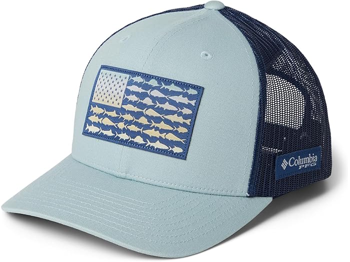 (取寄) コロンビア パフォーマンス フィッシング ギア フィッシュ フロッグ メッシュ スナップ バック Columbia PFG Fish Flag Mesh Snap Back Crushed Blue/Carbon/Fish Flag