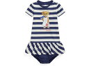 (取寄) ラルフローレン キッズ ガールズ ストライプド ポロ ベアー コットン ドレス アンド ブルーマー (インファント) Polo Ralph Lauren Kids girls Striped Polo Bear Cotton Dress & Bloomer (Infant) Boathouse Navy Stripe(4)