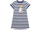 (取寄) ラルフローレン キッズ ガールズ ストライプド ポロ ベアー コットン ティー ドレス (ビッグ キッド) Polo Ralph Lauren Kids girls Striped Polo Bear Cotton Tee Dress (Big Kid) Navy/White Stripe(4)