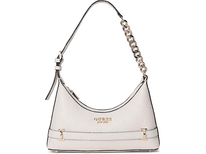 (取寄) ゲス レディース トップ ジップ ショルダー バッグ GUESS women Zarela Top Zip Shoulder Bag Off White Logo