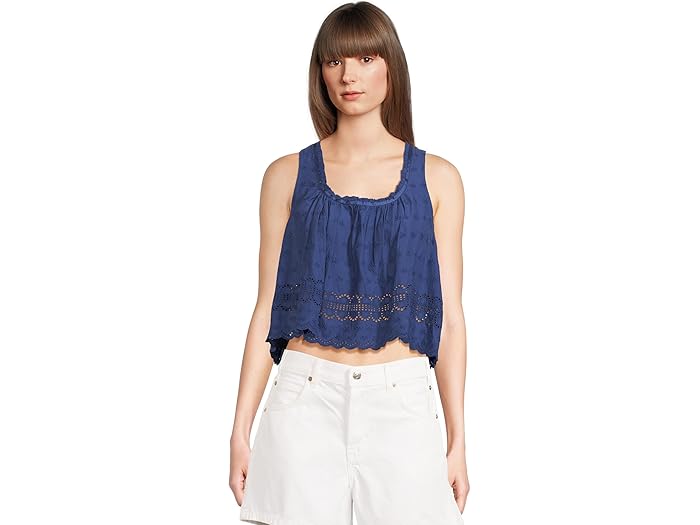 () ե꡼ԡץ ǥ ޥ å  Free People women Marina Eyelet Tank Bellwether Blue