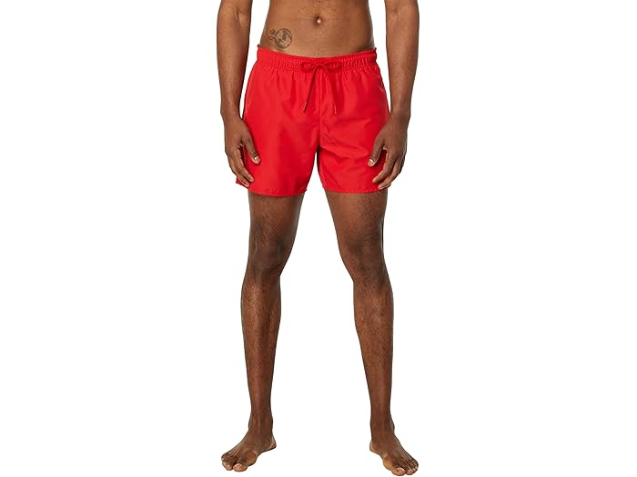 (取寄) ラコステ メンズ ソリッド エラスティック ウェスト スイム トランクス Lacoste men Solid Elastic Waist Swim Trunks Red/Green