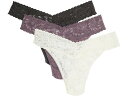 (取寄) ハンキー パンキー レディース シグニチャー レース オリジナル ライズ トング 3-パック Hanky Panky women Signature Lace Original Rise Thong 3-Pack Marshmallow/Dusk/Granite(4)