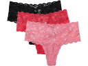 (取寄) コサベラ レディース ネバー セイ ネバー コンフィー キューティー トング 3-パック Cosabella women Never Say Never Comfie Cutie Thong 3-Pack Passi Ibisco Black(4)