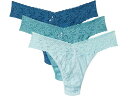 (取寄) ハンキー パンキー レディース シグニチャー レース オリジナル ライズ トング 3 パック Hanky Panky women Signature Lace Original Rise Thong 3 Pack Storm Cloud Blue/Duck Egg/Celeste(4)