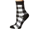(取寄) プラッシュ レディース シン ロールド フリース ソックス Plush women Thin Rolled Fleece Socks Black/White Plaid