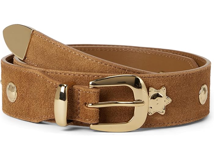 (取寄) メイドウェル レディース スエード ワイド クリーン ウェスタン ベルト: サン モチーフ Madewell women Suede Wide Clean Western Belt: Sun Motif Aged Cognac