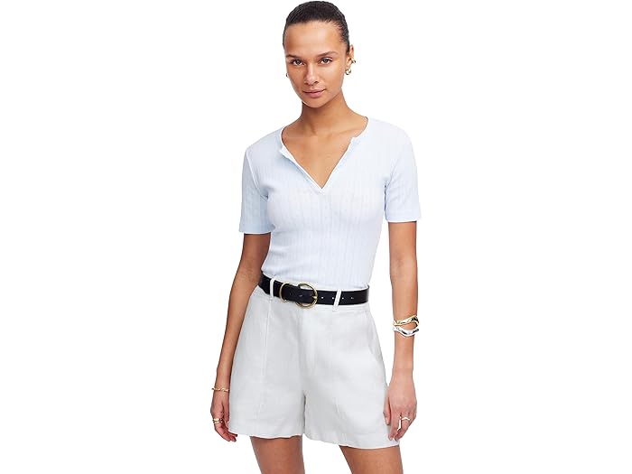 (取寄) メイドウェル レディース ピンタック ハイ ウェスト リネン ショーツ - モルディブ Madewell women Pintuck High Waist Linen Shorts - Maldive Salt