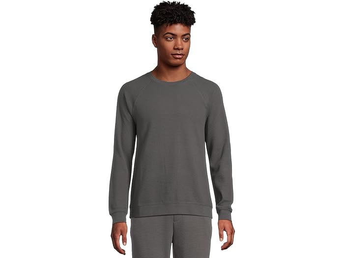(取寄) ベアフットドリームス メンズ マリブ コレクション ワッフル ニット ラグラン プルオーバー Barefoot Dreams men Malibu Collection Waffle Knit Raglan Pullover Carbon(4)