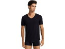 (取寄) ハンロ メンズ クリーン カット ショート スリーブ V-ネック シャツ Hanro men Clean Cut Short Sleeve V-neck Shirt Black(4)
