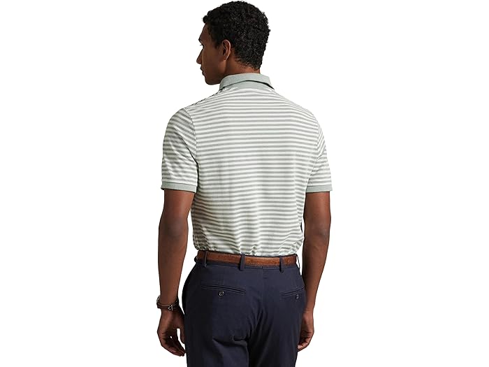 (取寄) ラルフローレン メンズ クラシック フィット ストライプド メッシュ ポロ シャツ Polo Ralph Lauren men Classic Fit Striped Mesh Polo Shirt Fatigue/White