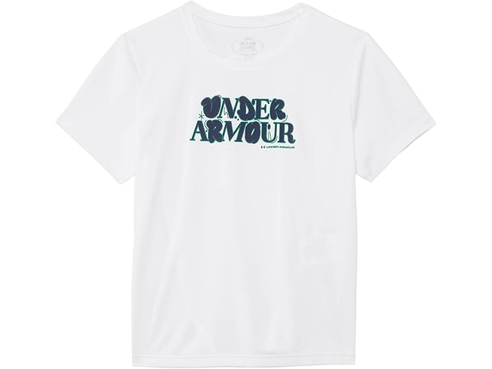 (取寄) アンダーアーマー キッズ ガールズ テック ワードマーク ショート スリーブ Tシャツ (ビッグ キッド) Under Armour Kids girls Tech Wordmark Short Sleeve T-Shirt (Big Kid) White/Midnight Navy/Team Kelly Green
