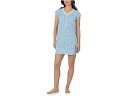 (取寄) アイリーン ウエスト レディース ショート スリーブレス スリープシャツ Eileen West women Short Sleeveless Sleepshirt White Ground Aqua Floral